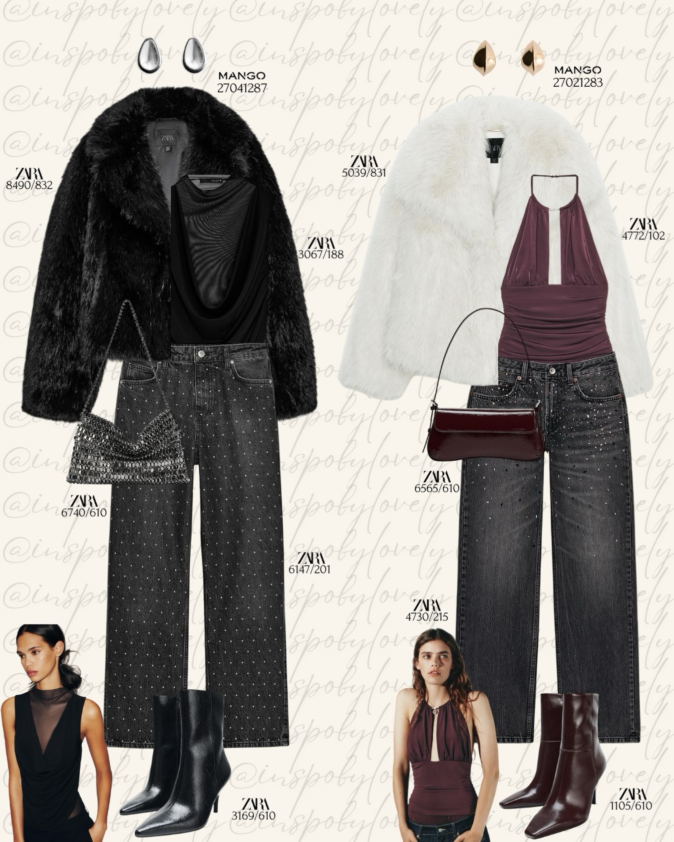 Faux Fur, Crystal-Studded Denim, and a Drape Top: Night-Out Dressing with Real Texture